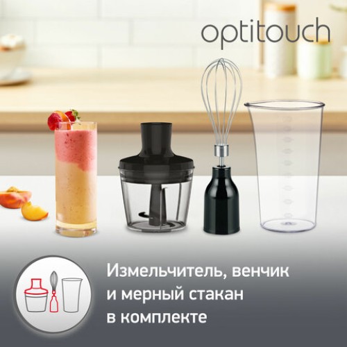 Блендер погружной MOULINEX Optitouch DD833810, 600 Вт, 16 скоростей, 3 насадки, стакан, черный, 7211002825