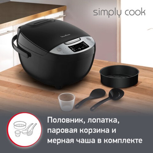 Мультиварка MOULINEX MK611832, 750 Вт, 4 л, 10 программ, таймер, функция Keep Warm, черный, 7211004519