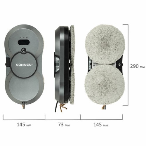 Робот-мойщик окон с автораспылением SONNEN Tech RWC-123 SPRAY, датчик от падения, 26 салфеток, пульт ДУ, 456236