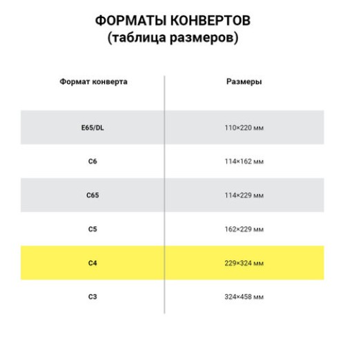 Конверты С4 (229х324 мм), клей, 90 г/м2, КОМПЛЕКТ 250 шт., внутренняя запечатка, 71205, С4НКР-250