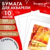 Бумага для акварели ХЛОПОК 100%, 300 г/м2, 560x760 мм, среднее зерно, 10 листов, BRAUBERG ART "PREMIERE", 113236