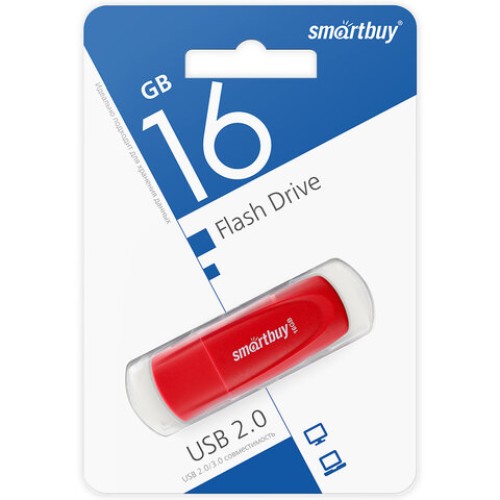 Флеш-диск 16 GB SMARTBUY Scout USB 2.0, красный, SB016GB2SCR