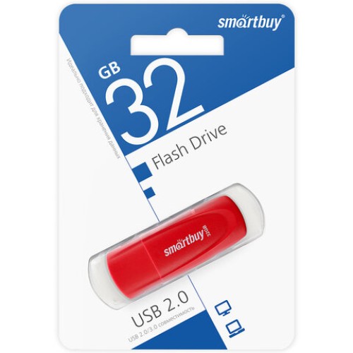 Флеш-диск 32 GB SMARTBUY Scout USB 2.0, красный, SB032GB2SCR