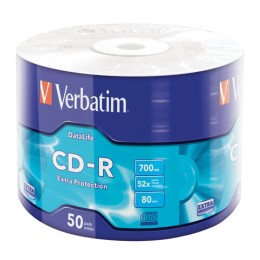 Диски CD-R VERBATIM DataLife, 700 Мб 52x Bulk (термоусадка без шпиля), КОМПЛЕКТ 50 шт., 43787