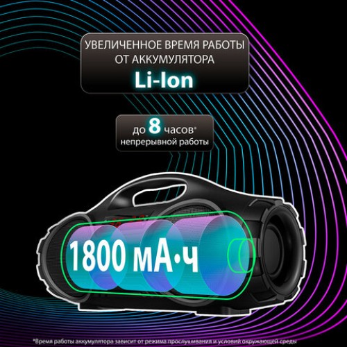 Колонка портативная SONNEN B332, 16 Вт, Bluetooth, FM-тюнер, microSD, MP3-плеер, черная, 513480