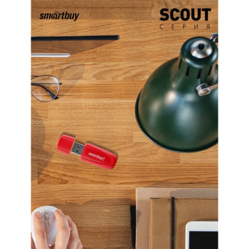 Флеш-диск 16 GB SMARTBUY Scout USB 2.0, красный, SB016GB2SCR