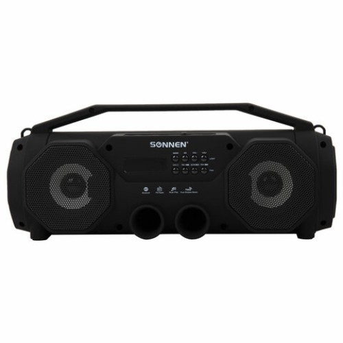 Колонка портативная с подсветкой SONNEN B306, 12 Вт, Bluetooth, FM-тюнер, microSD, MP3-плеер, черная, 513479