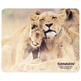 Коврик для мыши SONNEN "LIONS", резина + ткань, 220х180х3 мм, 513310