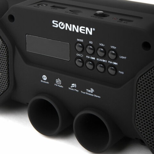 Колонка портативная с подсветкой SONNEN B306, 12 Вт, Bluetooth, FM-тюнер, microSD, MP3-плеер, черная, 513479