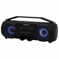 Колонка портативная с подсветкой SONNEN B306, 12 Вт, Bluetooth, FM-тюнер, microSD, MP3-плеер, черная, 513479