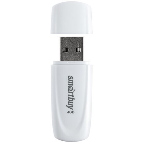 Флеш-диск 4 GB SMARTBUY Scout, USB 2.0, белый, SB004GB2SCW