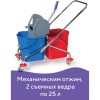 Тележка уборочная BRABIX, 2 съемных ведра 25 л, механический отжим, металлический каркас, 601499