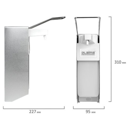 Дозатор локтевой для антисептика и дезинфицирующих средств, с еврофлаконом 1 л, LAIMA, металл, 605707