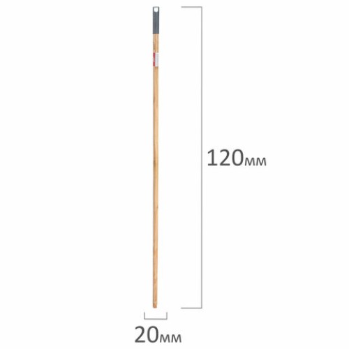 Черенок для уборочного инвентаря 120 см, деревянный (эвкалипт) лакированный, еврорезьба, YORK, 91280