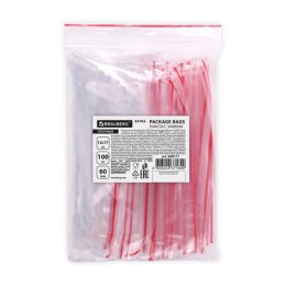 Пакеты ZIP LOCK "зиплок" ПРОЧНЫЕ, комплект 100 шт., 120х170 мм, ПВД, 60 мкм, BRAUBERG EXTRA, 608171