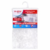 Штора для ванной комнаты WET STONES с 3D-эффектом водонепроницаемая, 180х180 см, LAIMA HOME, 608449