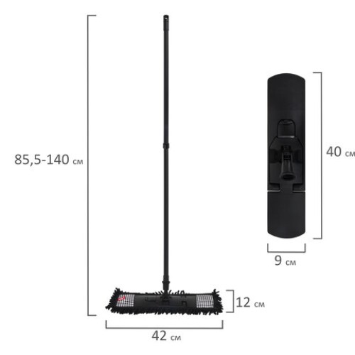 Швабра с флаундером 40 см с насадкой МОП, черенок 85-140 см, насадка МОП (608414), YORK "Pepita", 81302