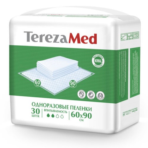 Пеленки 60х90 см, TEREZAMED Normal, КОМПЛЕКТ 30 шт., впитывающие, одноразовые, 50303