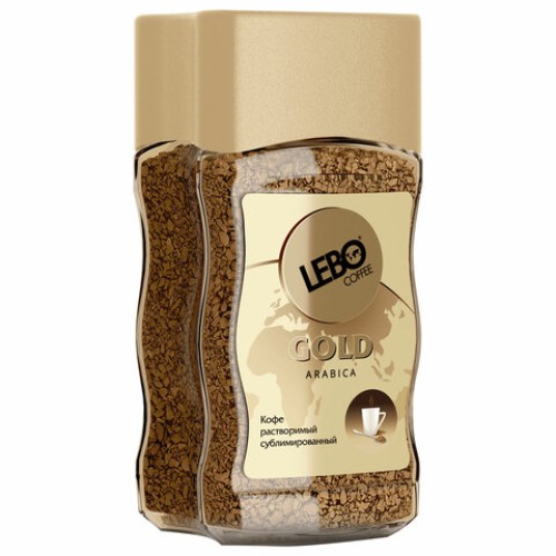 Кофе растворимый LEBO "Gold" 100 г, стеклянная банка, сублимированный