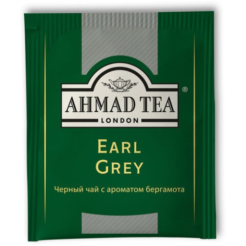 Чай AHMAD (Ахмад) "Earl Grey", черный цейлонский с ароматом бергамота, 100 пакетиков в конвертах по 2 г, 595i-08