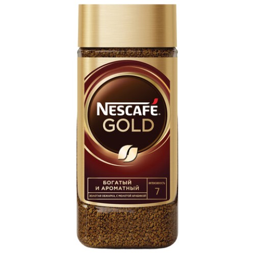 Кофе молотый в растворимом NESCAFE "Gold" 190 г, стеклянная банка, сублимированный, 12135508