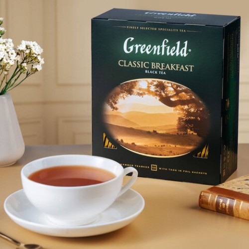 Чай GREENFIELD "Classic Breakfast" черный, 100 пакетиков в конвертах по 2 г, 0582