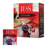 Чай TESS "Pleasure" черный с шиповником, яблоком, лимонным сорго, 100 пакетиков в конвертах по 1,5 г, 0919-09