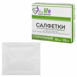 Салфетка марлевая стерильная NEW LIFE КОМПЛЕКТ 10 шт., 12 слоев, 10х10 см, плотность 36 (±2) г/м2, 148326