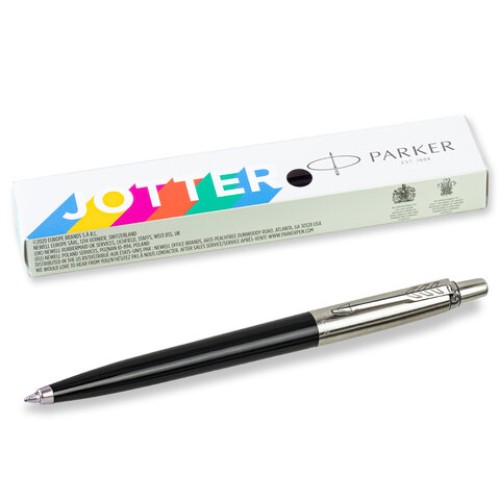 Ручка шариковая PARKER "Jotter Plastic CT", корпус черный, ежедневник А5 черный, золотой срез, пакет, 880894