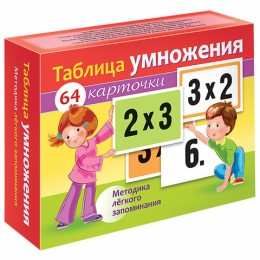 Пособия для детей "Таблица умножения" 64 карточки, 60х85 мм, HTB