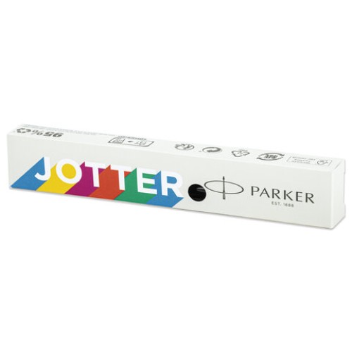 Ручка шариковая PARKER "Jotter Plastic CT", корпус черный, ежедневник А5 черный, золотой срез, пакет, 880894