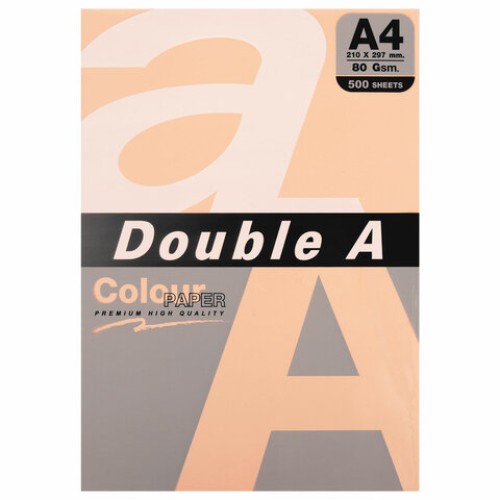 Бумага цветная DOUBLE A, А4, 80 г/м2, 500 л., пастель, светло-оранжевая