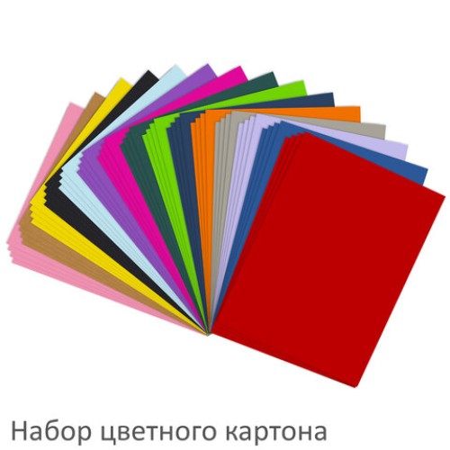 Набор цветного картона и бумаги А4 ТОНИРОВАННЫХ В МАССЕ, 60+60 л., 15 цв., BRAUBERG, "Творчество", 115088