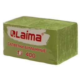 Салфетки бумажные 400 шт., 24х24 см, "Big Pack", зелёные, 100% целлюлоза, LAIMA, 114728