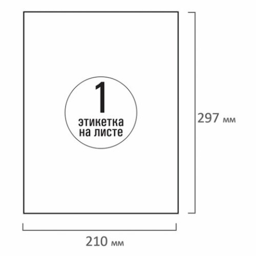 Этикетка самоклеящаяся ГЛЯНЦЕВАЯ 210х297 мм, 1 этикетка, белая, 80 г/м2, 100 листов, TANEX, сырье Финляндия, 114547, TW-2000