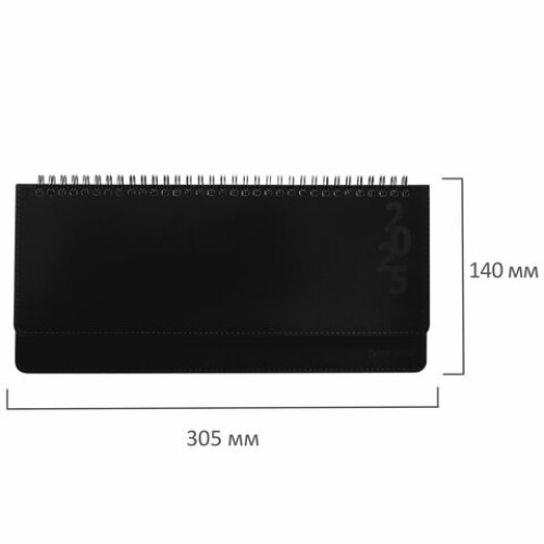 Планинг датированный 2025 305х140 мм BRAUBERG "Up", под кожу, черный, 115703