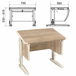 Стол-парта регулируемый "ДЭМИ" СУТ.41, 750х550х530-815 мм, бежевый каркас, пластик бежевый, дуб сонома (КОМПЛЕКТ)