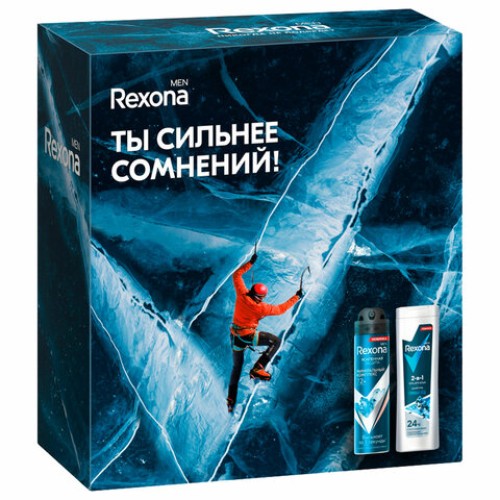 Подарочный набор REXONA MEN: Гель для душа и шампунь 2 в 1 (180 мл) + Спрей-антиперспирант (150 мл)