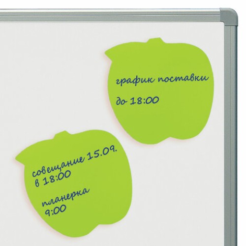 Блок самоклеящийся (стикеры), фигурный BRAUBERG, НЕОНОВЫЙ "Яблоко", 50 листов, зеленый, европодвес, 122709