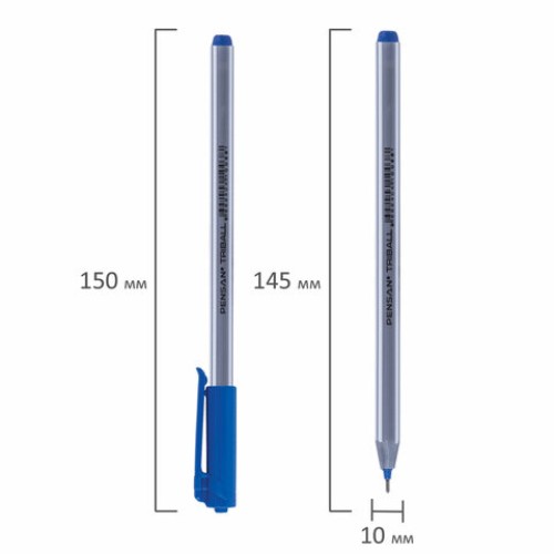 Ручка шариковая масляная PENSAN "Triball", СИНЯЯ, трехгранная, узел 1 мм, линия письма 0,5 мм, 1003, 1003/12