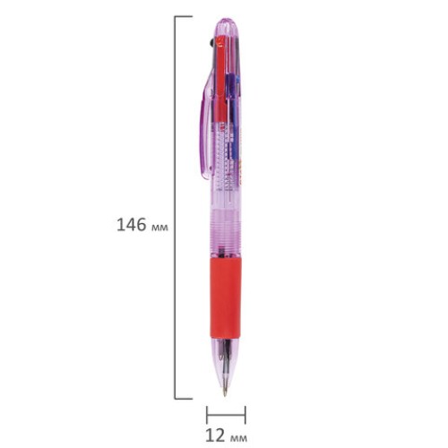 Ручка многоцветная шариковая автоматическая STAFF "College" 4 ЦВЕТА BP-15, линия письма 0,35 мм, 143748