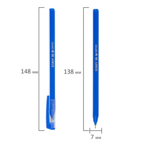Ручка шариковая масляная STAFF Basic "OBP-320", СИНЯЯ, корпус голубой, узел 0,7 мм, линия письма 0,35 мм, 143023
