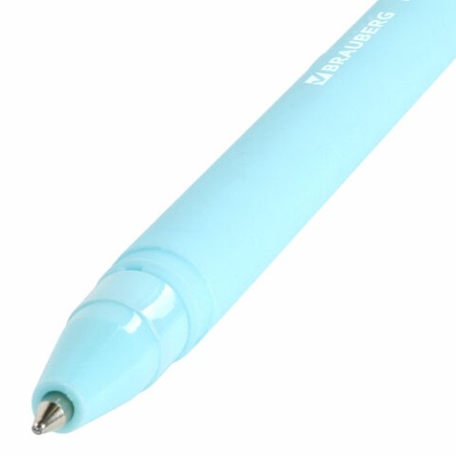 Ручка шариковая BRAUBERG SOFT TOUCH STICK "PASTEL" СИНЯЯ, мягкое покрытие, корпус ассорти, узел 0,7 мм, 143698