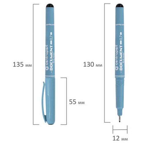 Ручка капиллярная (линер) ЧЕРНАЯ CENTROPEN "Document", трехгранная, линия письма 0,7 мм, 2631/0,7, 2 2631 0104