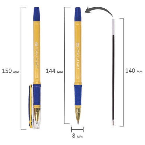 Ручка шариковая масляная с грипом BRAUBERG "i-Rite GT Vanilla", СИНЯЯ, корпус кремовый, узел 1 мм, 143304