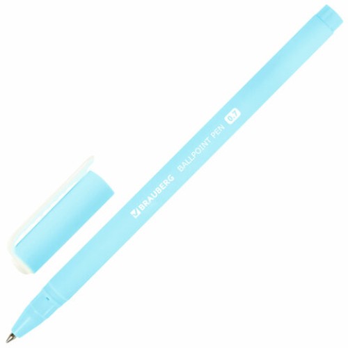 Ручка шариковая BRAUBERG SOFT TOUCH STICK "PASTEL" СИНЯЯ, мягкое покрытие, корпус ассорти, узел 0,7 мм, 143698