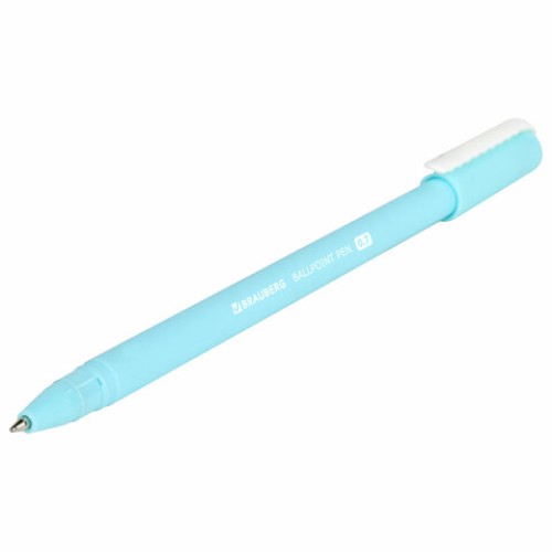 Ручка шариковая BRAUBERG SOFT TOUCH STICK "PASTEL" СИНЯЯ, мягкое покрытие, корпус ассорти, узел 0,7 мм, 143698