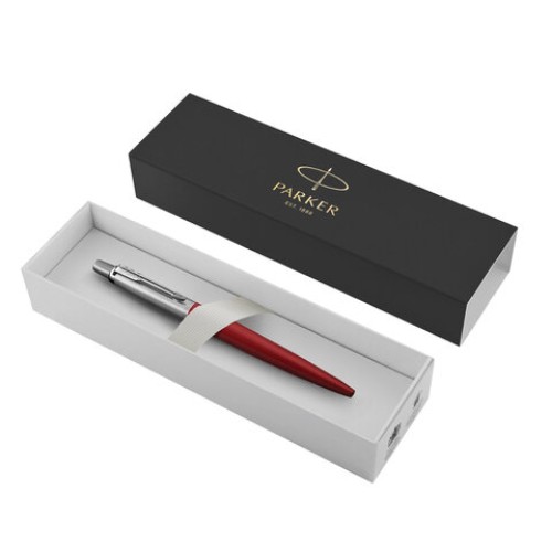 Ручка шариковая PARKER "Jotter Core Kensington Red CT", корпус красный, детали хром, синяя, 1953187