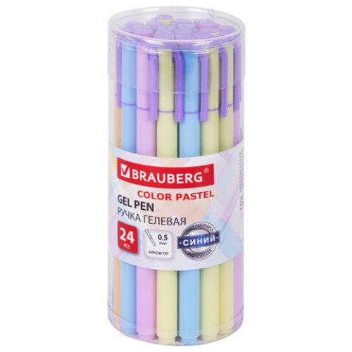 Ручка гелевая BRAUBERG "COLOR PASTEL", СИНЯЯ, корпус ассорти, узел 0,5, линия 0,35 мм, 144121