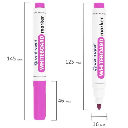 Маркер стираемый для белой доски РОЗОВЫЙ CENTROPEN "Dry-Wipe", круглый наконечник, 2,5 мм, 8559, 5 8559 0103